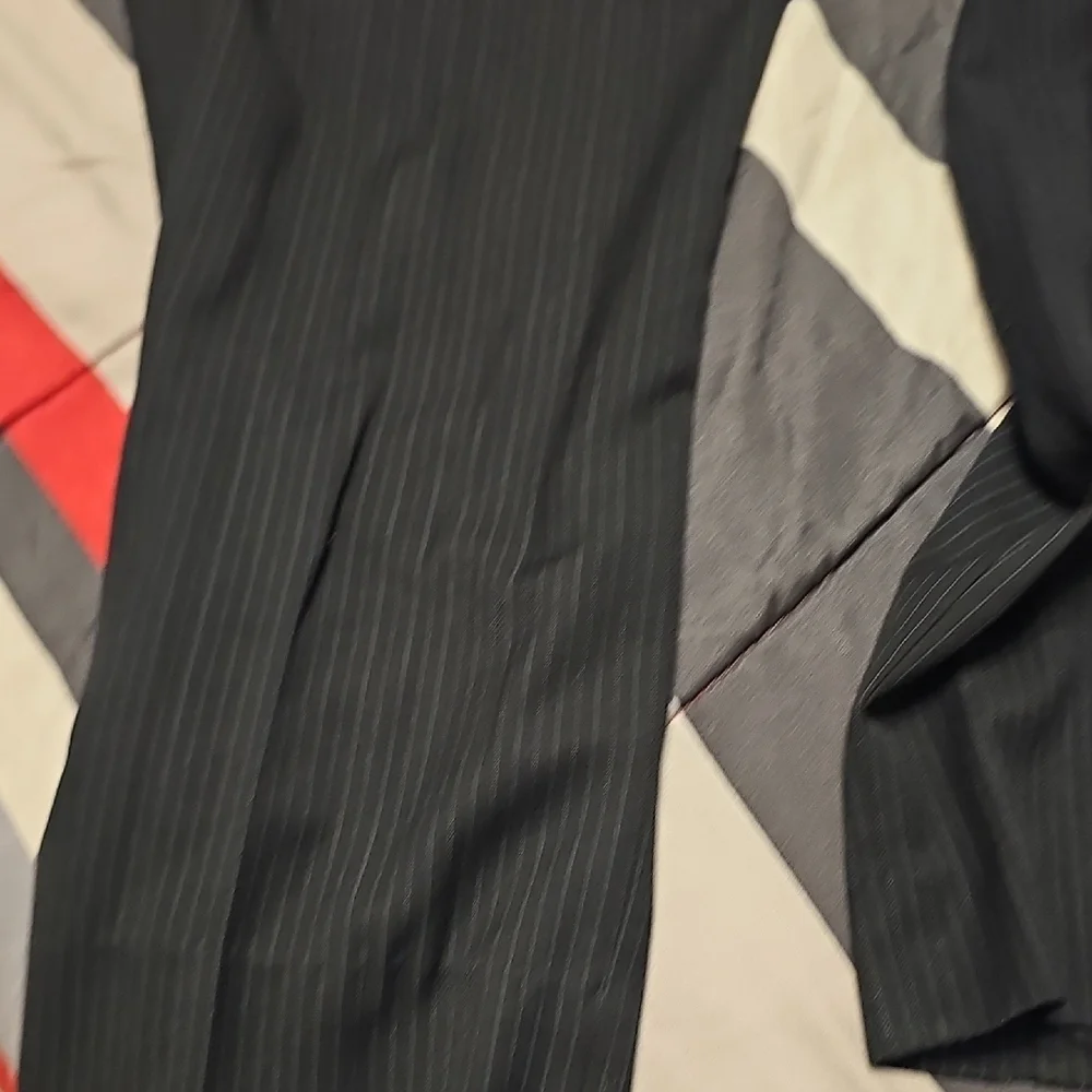 George Men's Black Striped Dress Pants